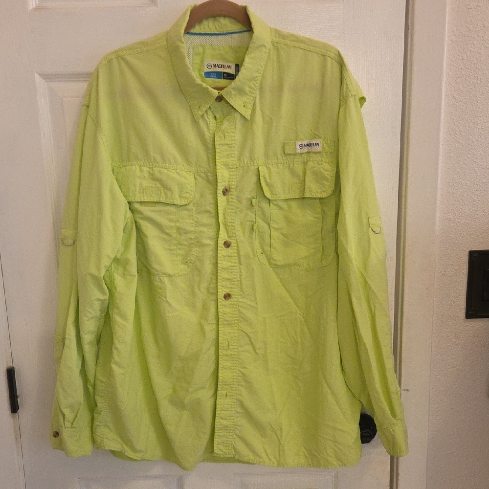 Magellan Men's Lime Green Long Sleeve Shirt